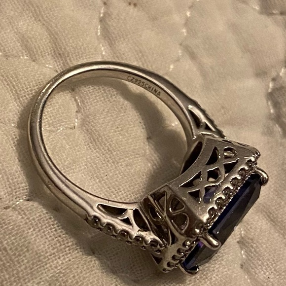 Tova Diamonique & Simulated Tanzanite Ring 925 sterling silver size 8 - Picture 8 of 9